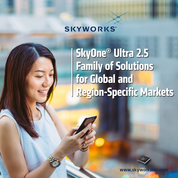 A Skyworks ad with a woman checking her phone