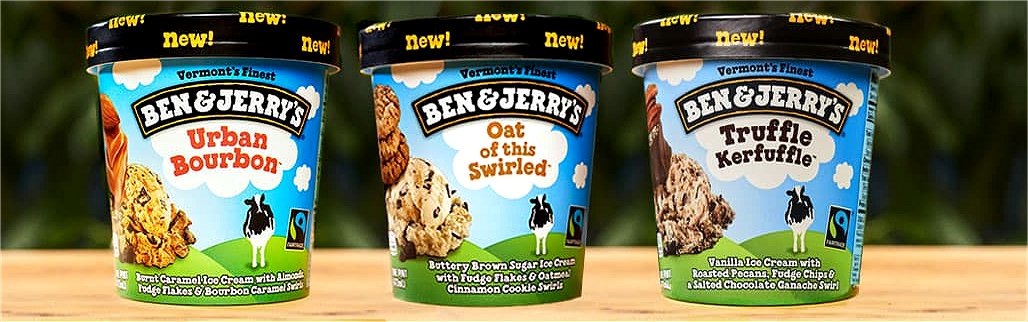 Three flavors of Unilever's Ben & Jerry's ice cream.