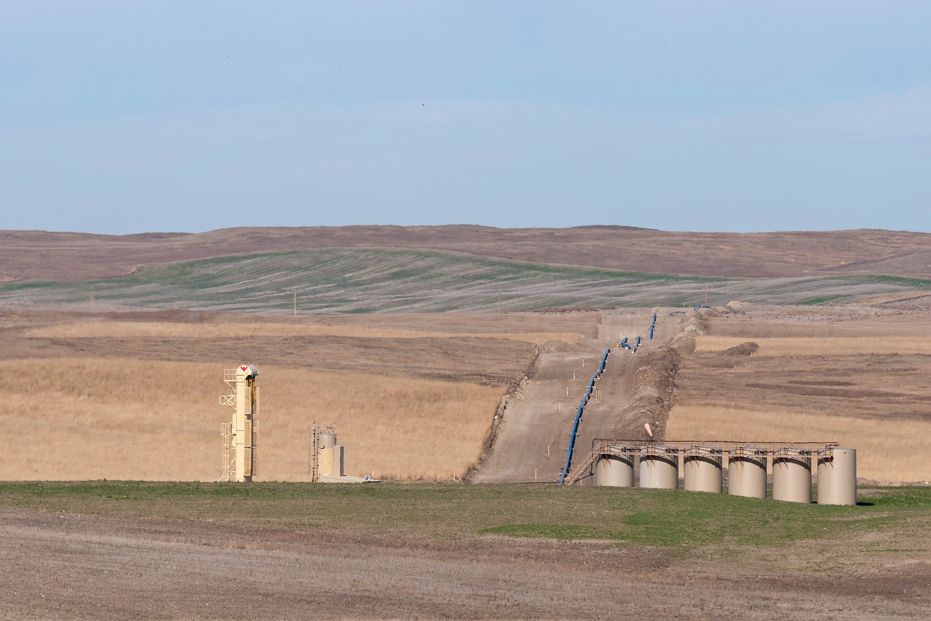 An oil pipeline under construction in North Dakota.