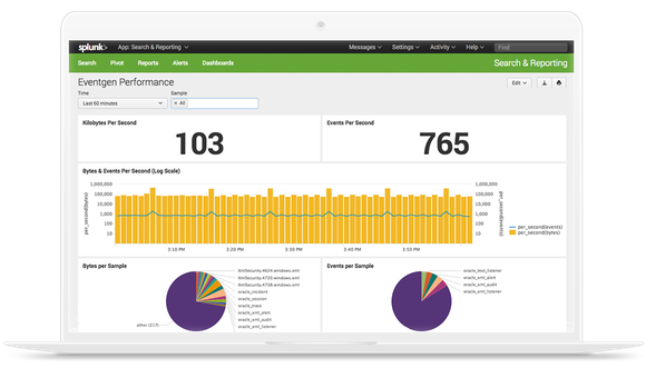 A laptop running Splunk Enterprise software.