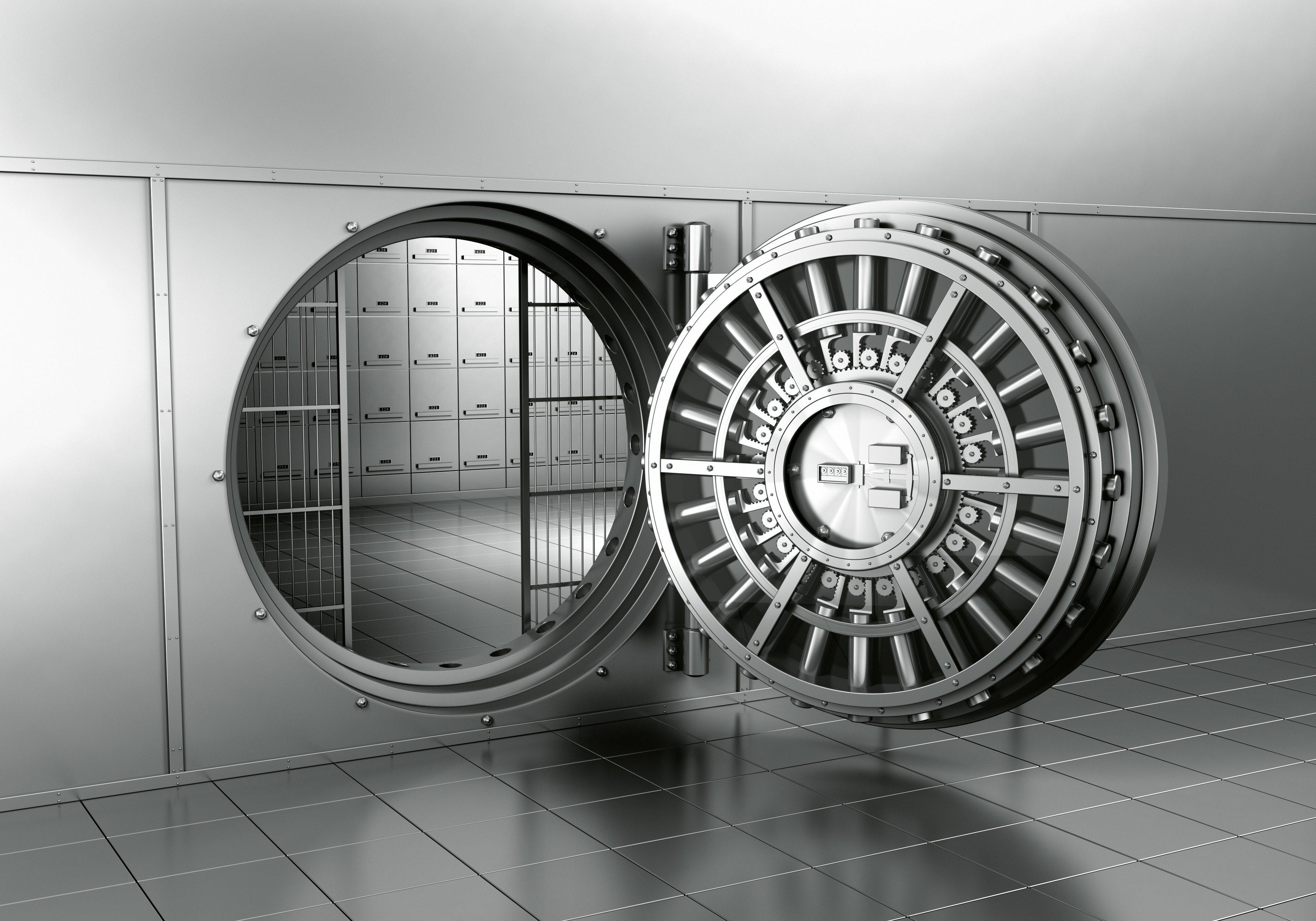 An open bank vault.