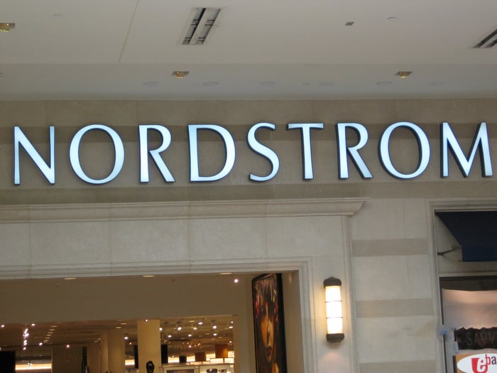 The exterior of Nordstrom department store inside a mall