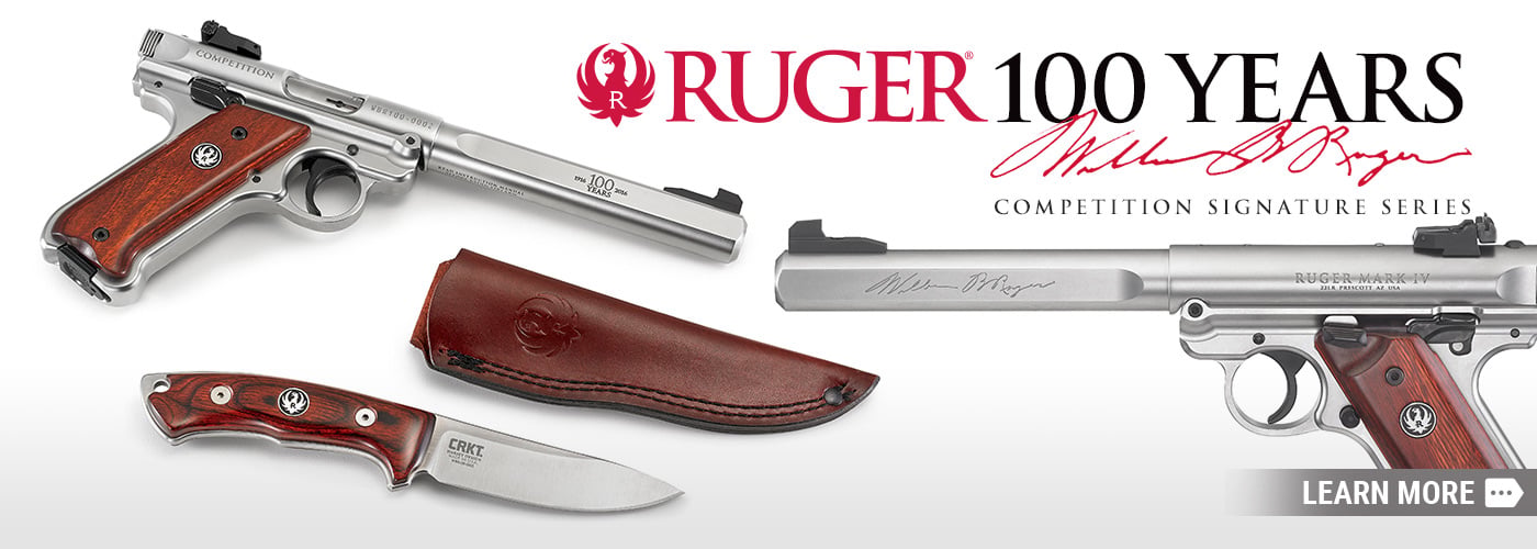 Two guns and a knife made by Ruger Firearms.