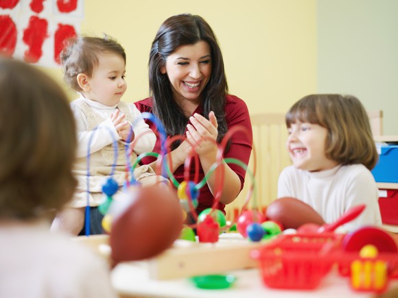 Children playing while at a daycare center. 