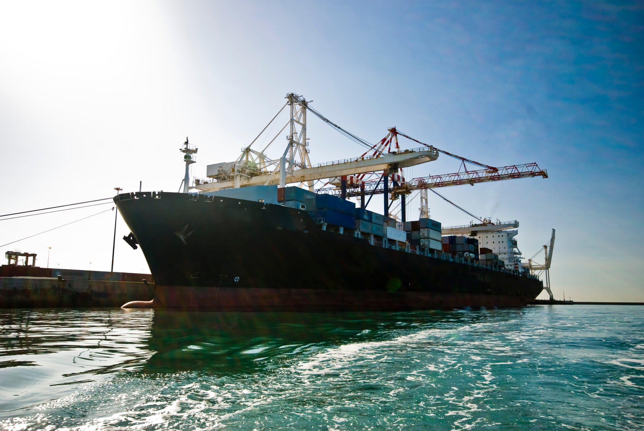 A container ship at port.
