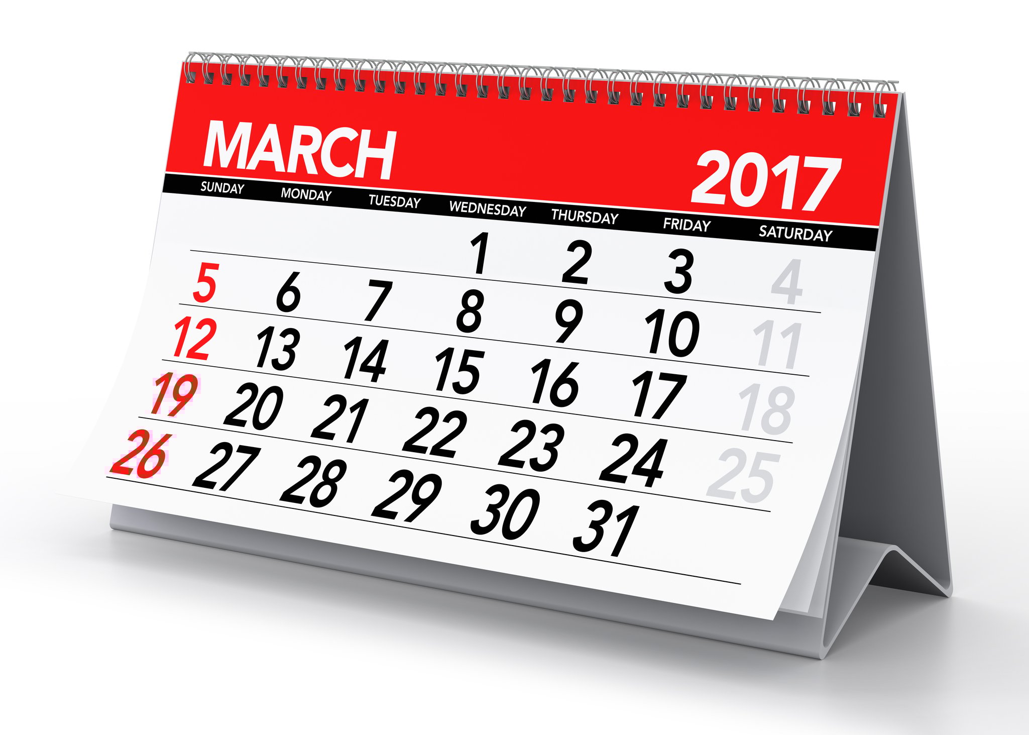 March 2017 calendar