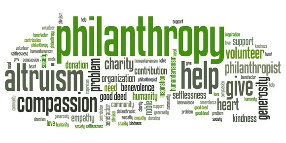 Words associated with philanthropy. 