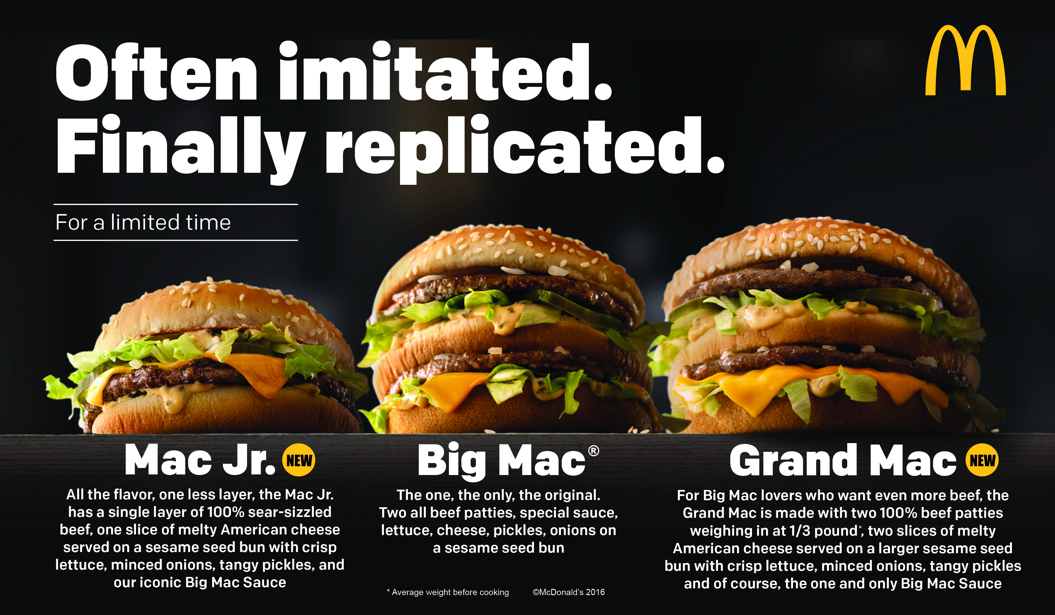 Comparing the Big Mac in size to a smaller and larger version.