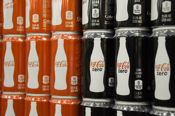 A display of 7.5-ounce Coca-Cola cans