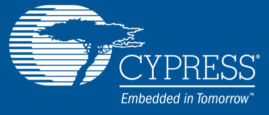 Cypress Semiconductor logo, reading "Embedded in Tomorrow."