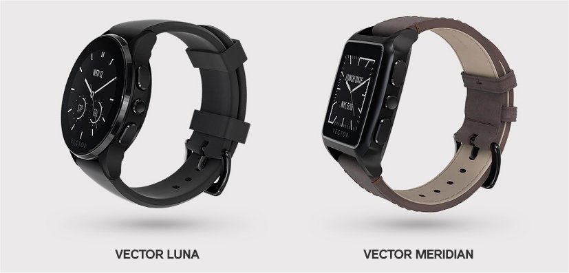 Vector's Luna and Meridian smartwatches.