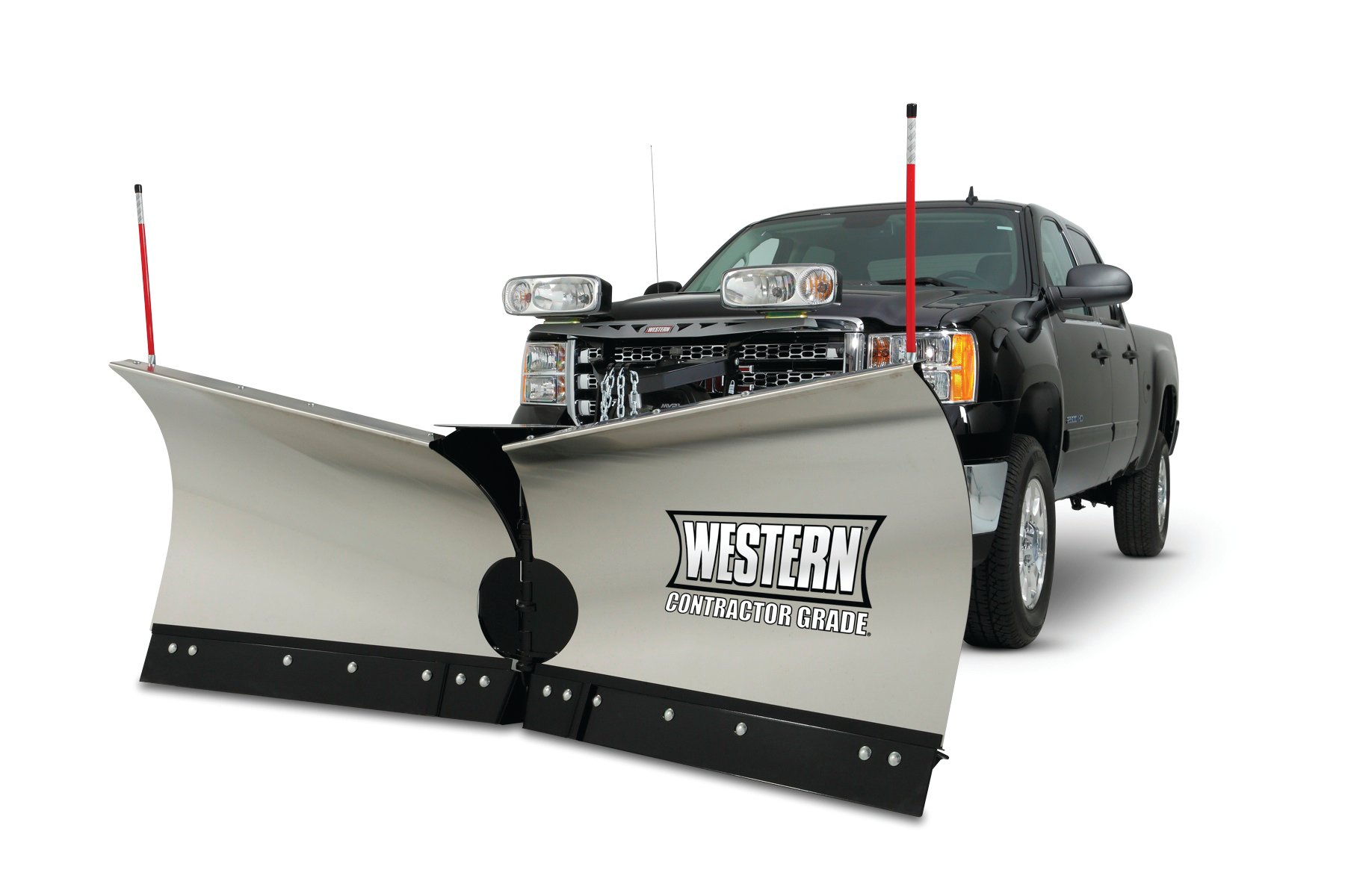 Truck with plow attachment.