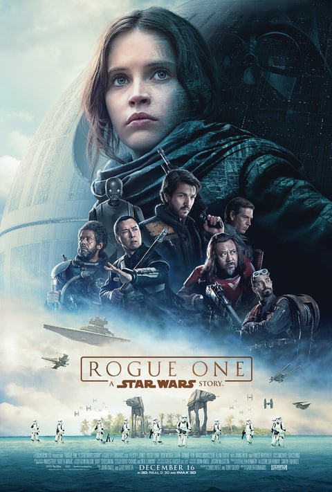 A movie poster for Star Wars: Rogue One.