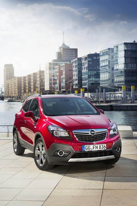 The Opel Mokka crossover parked on the waterfront.