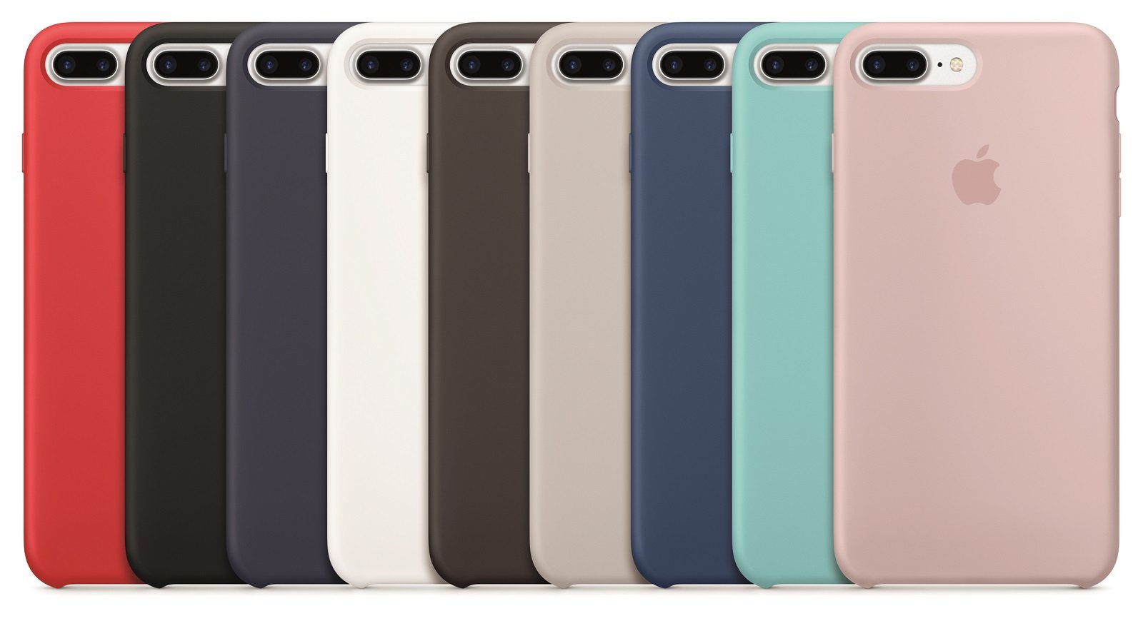 An array of iPhone 7 Plus devices with different cases.