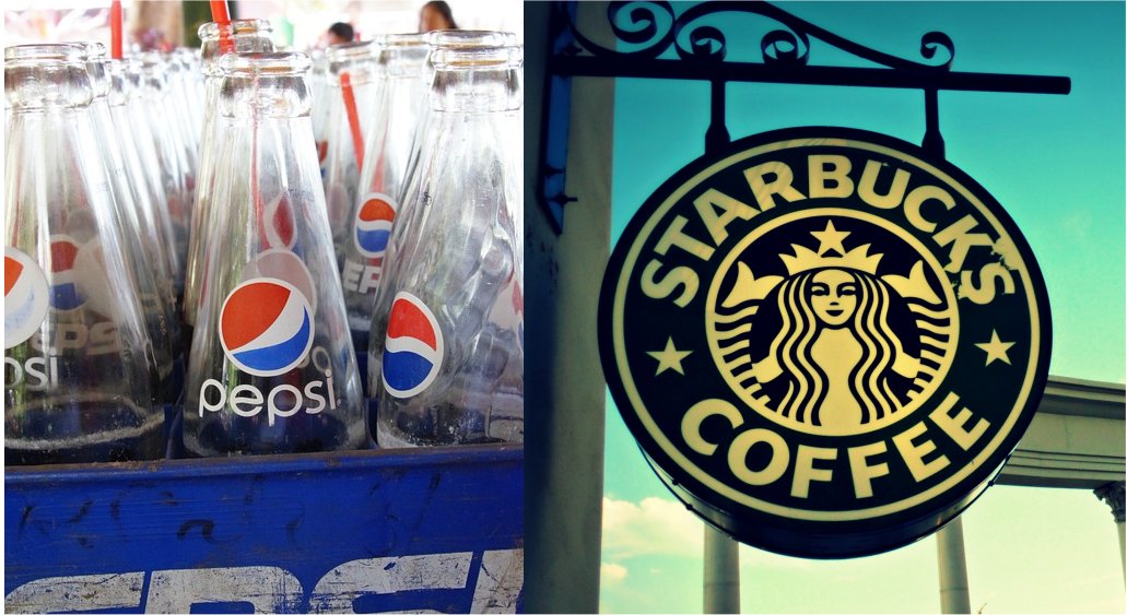 Empty bottles of Pepsi, and a Starbucks sign