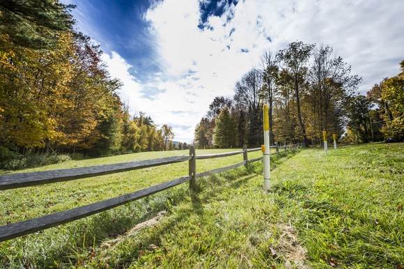 Sign showing a natural gas pipeline right of way. 