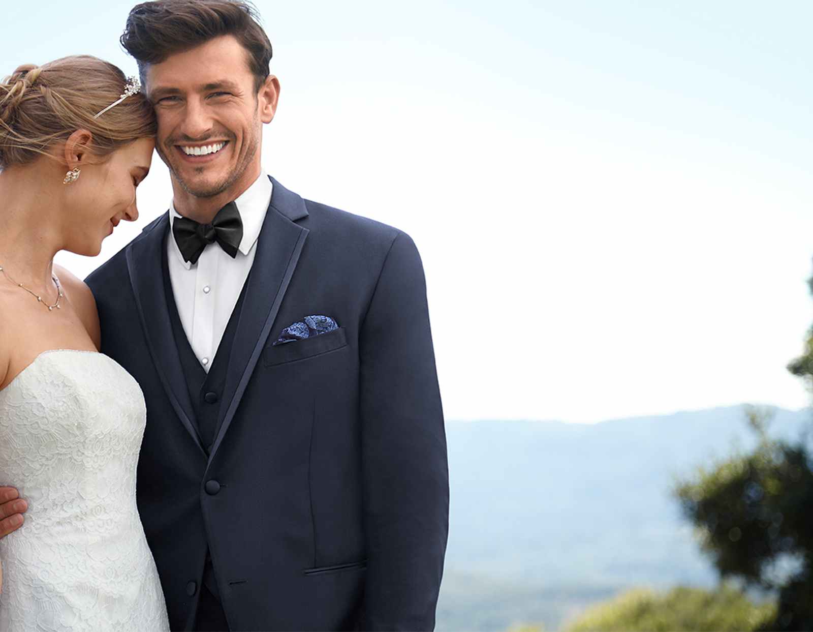 A man in a Jos. A. Bank tuxedo.