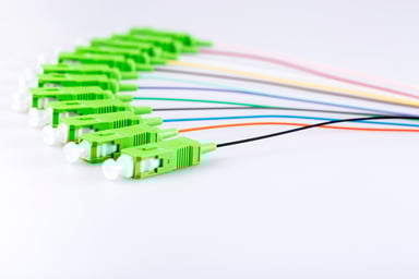 Optic fiber cables on a white background