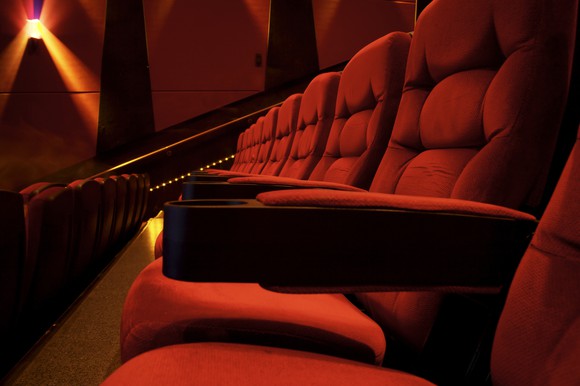Chairs inside a movie theater. 