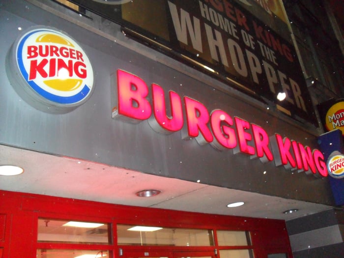 A sign on a Burger King restaurant
