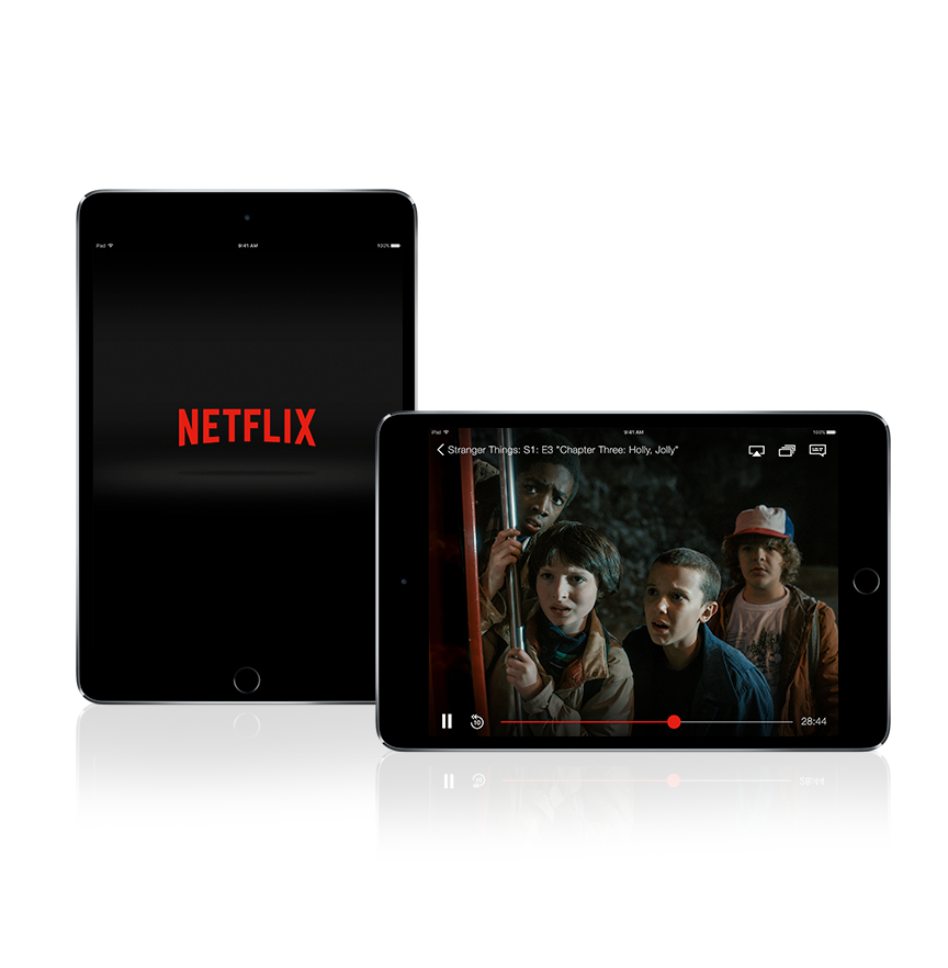 Netflix on a mobile phone and tablet.