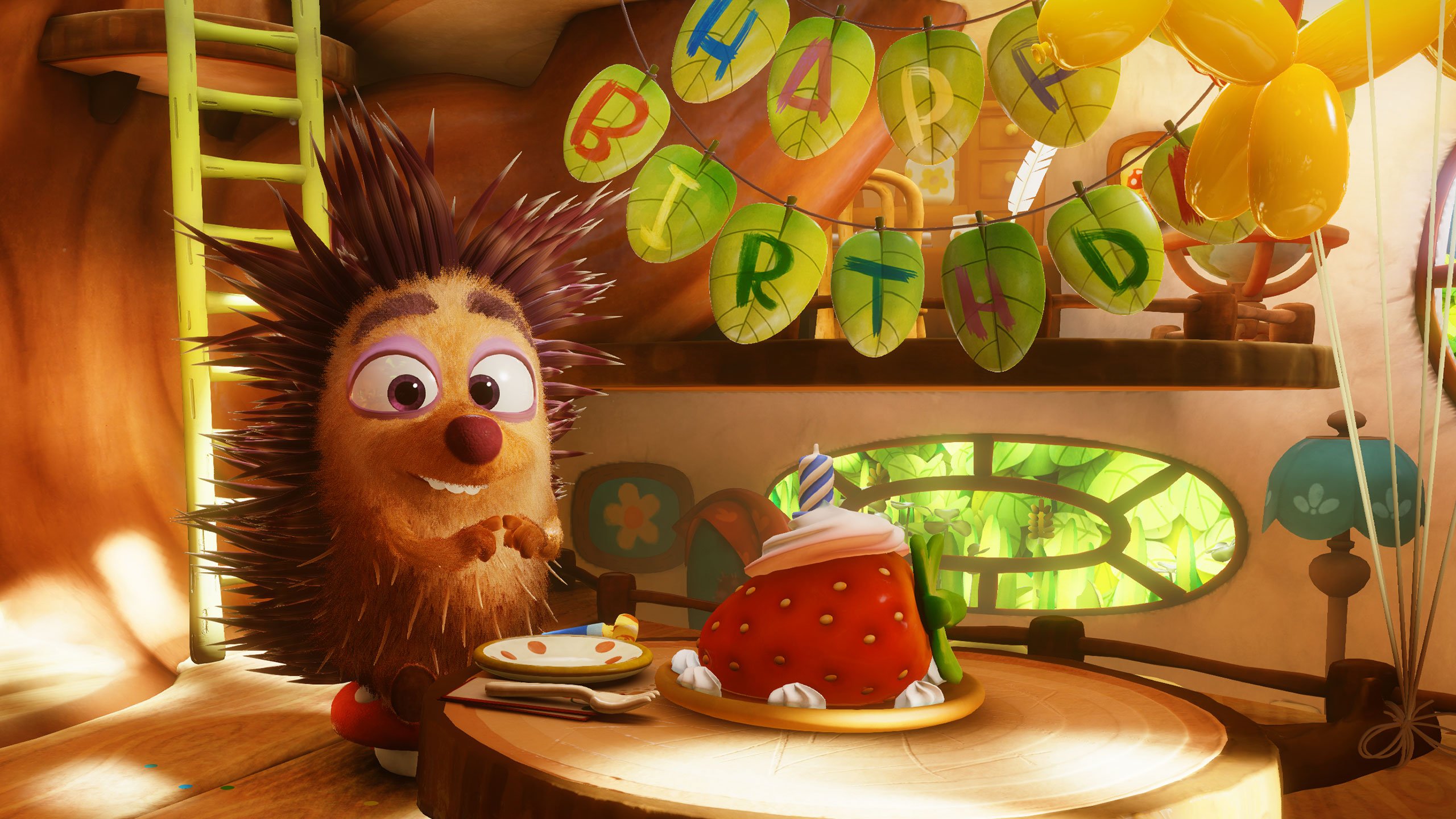 A picture of Henry, the animated hedgehog created by Oculus Story Studio.