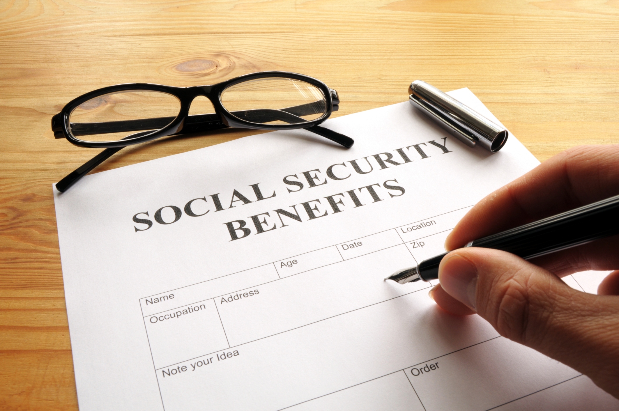 Social Security benefits form.