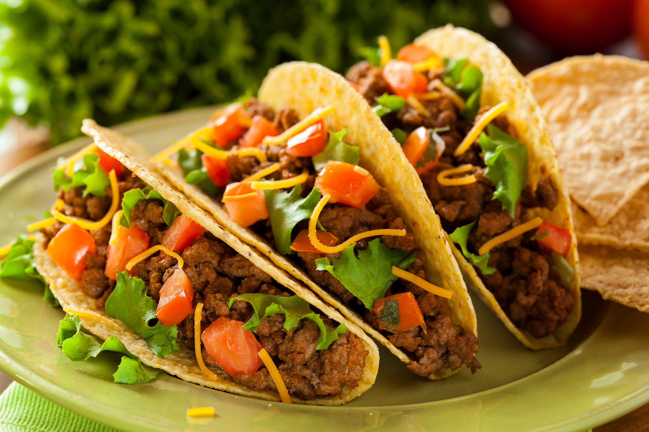 Beef tacos on a plate.