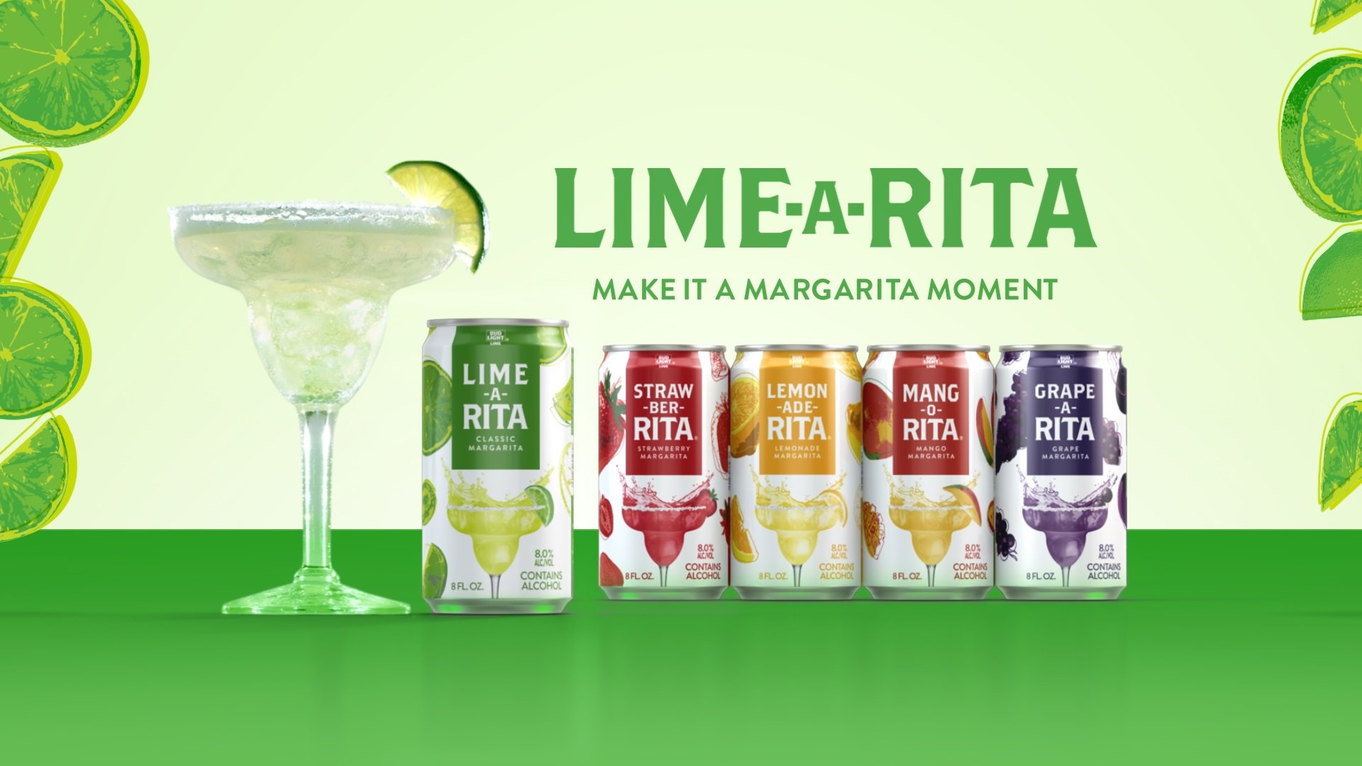 An ad for drinks from the new Lime-A-Rita line
