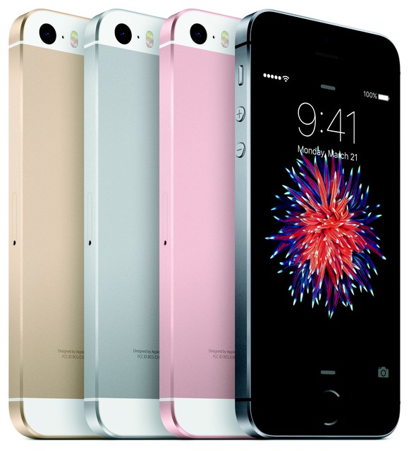 The iPhone SE in four different colors.