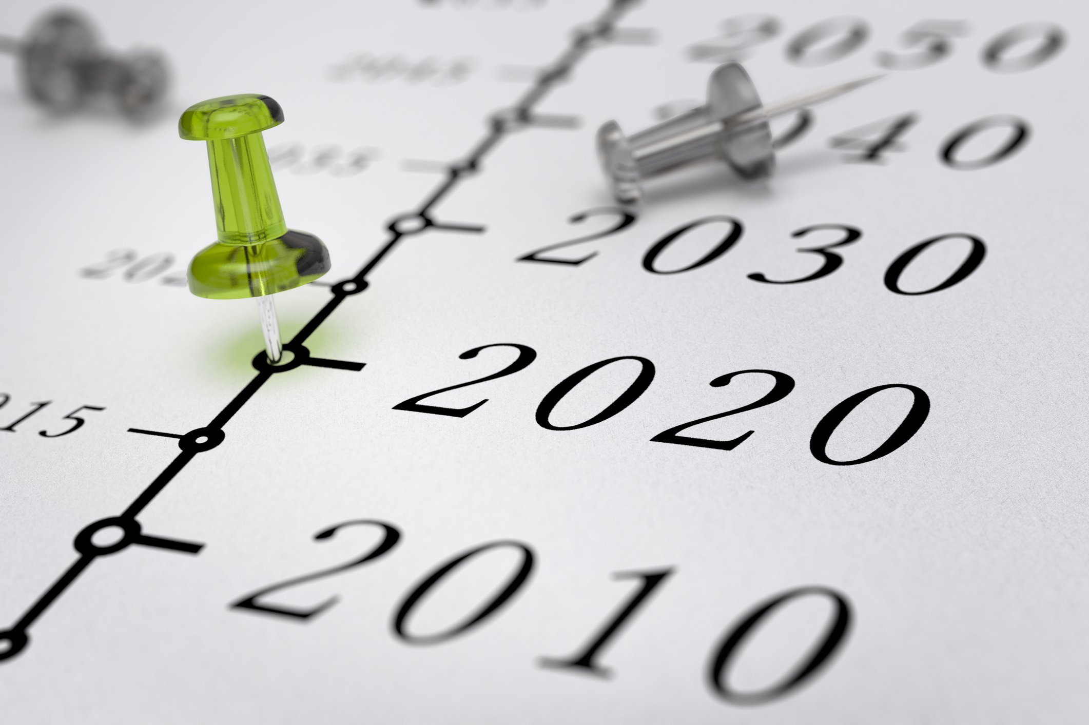 Timeline of decades with pushpins