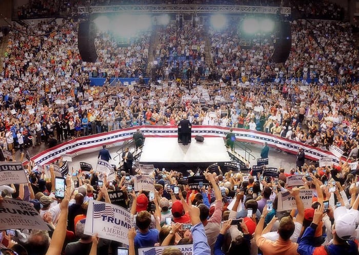 President Trump at a campaign event before his election.