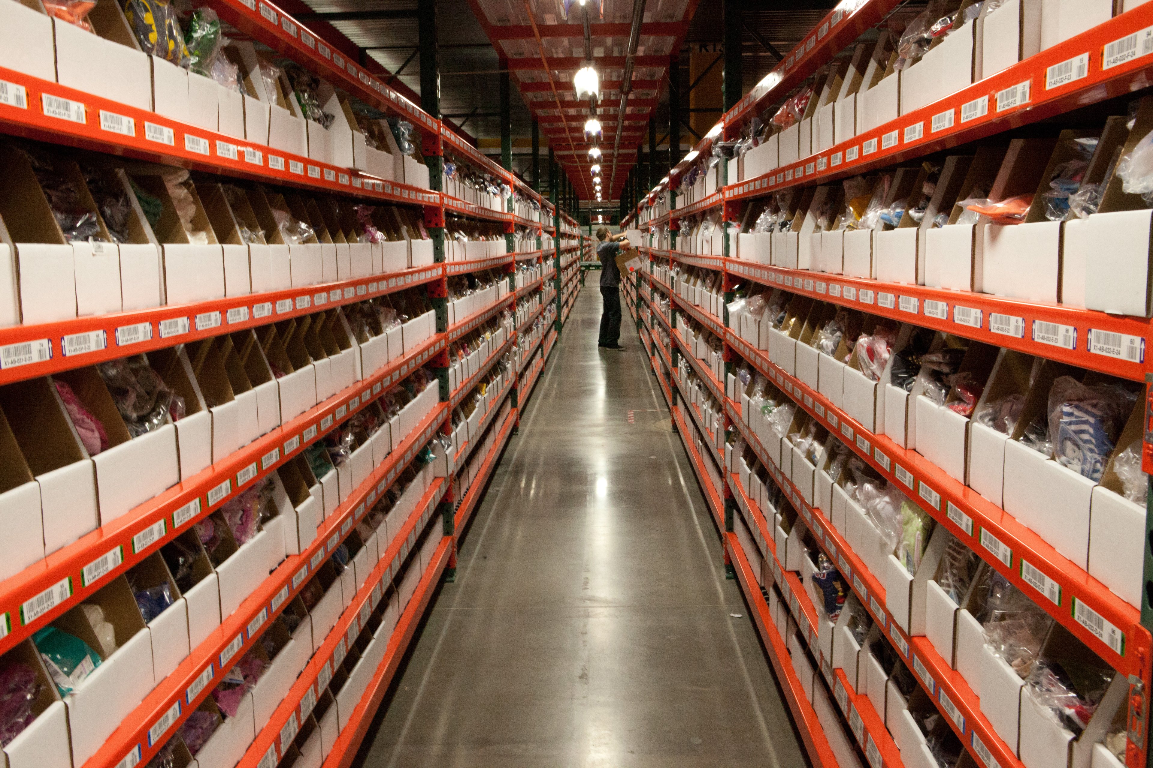 Inside a Wal-Mart warehouse.