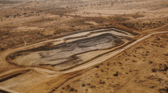 Aerial view of gold mine.