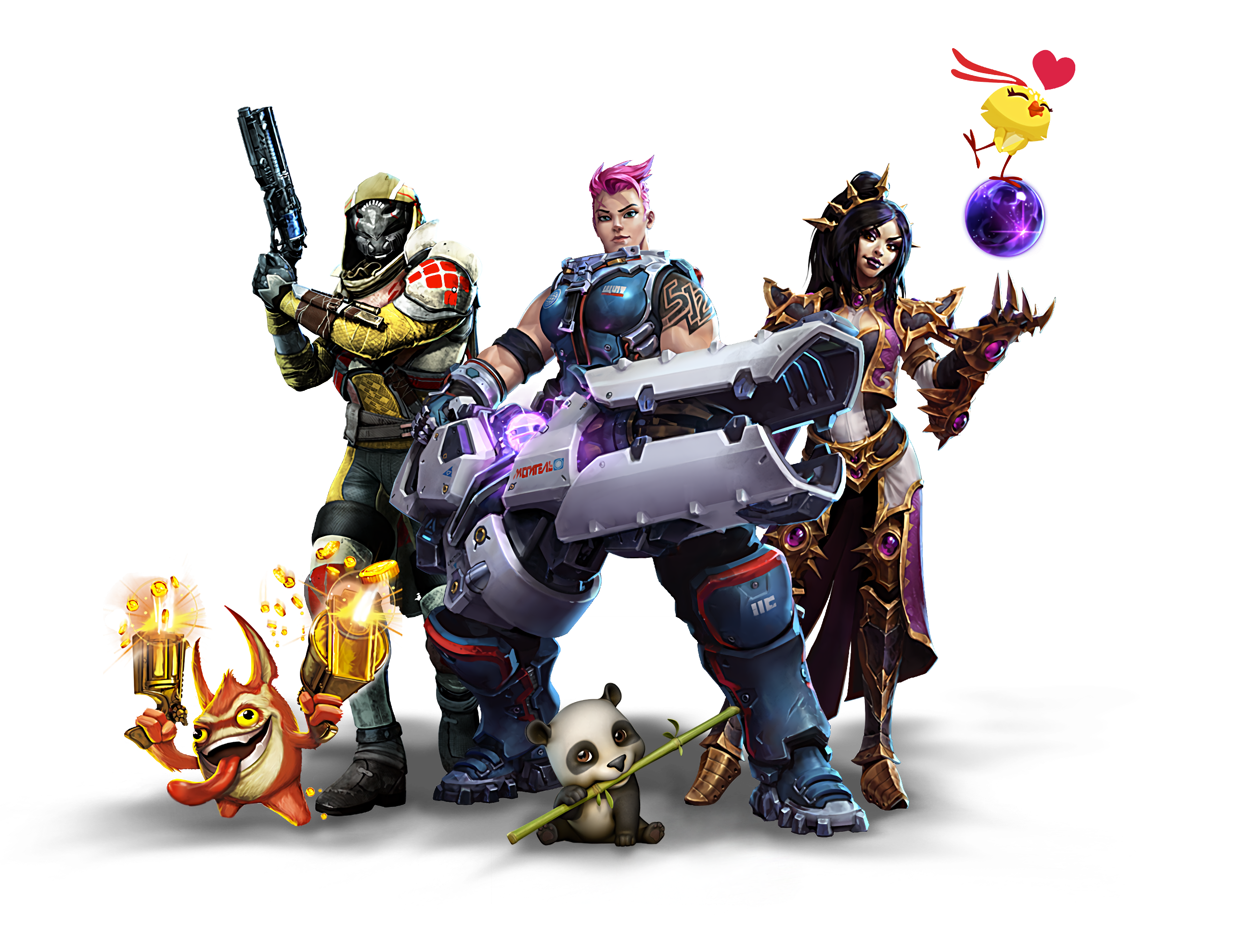 A lineup of characters from some of Activision Blizzard's biggest gaming series, including "Skylanders", "Destiny", "Overwatch", "Candy Crush", and "World of Warcraft".