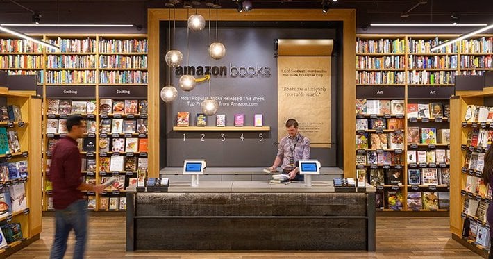 Picture of the inside of an Amazon Books store.