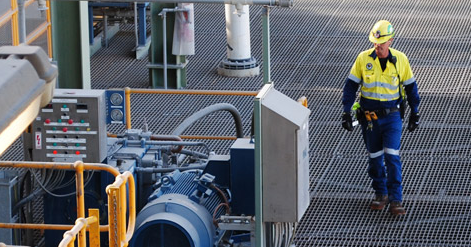 A Newmont Mining employee working.