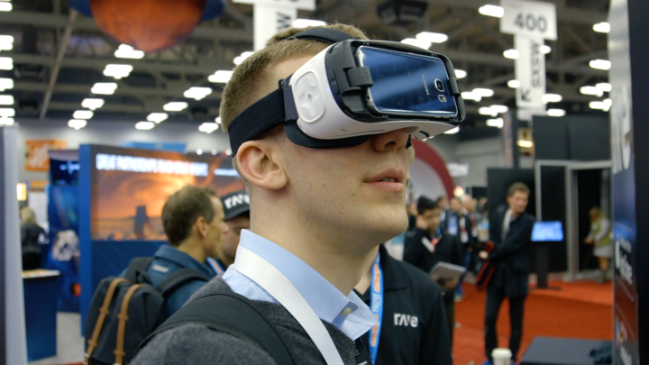 Man wearing VR goggles