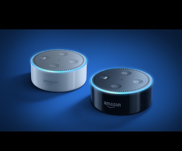 Echo Dot in black and white models.