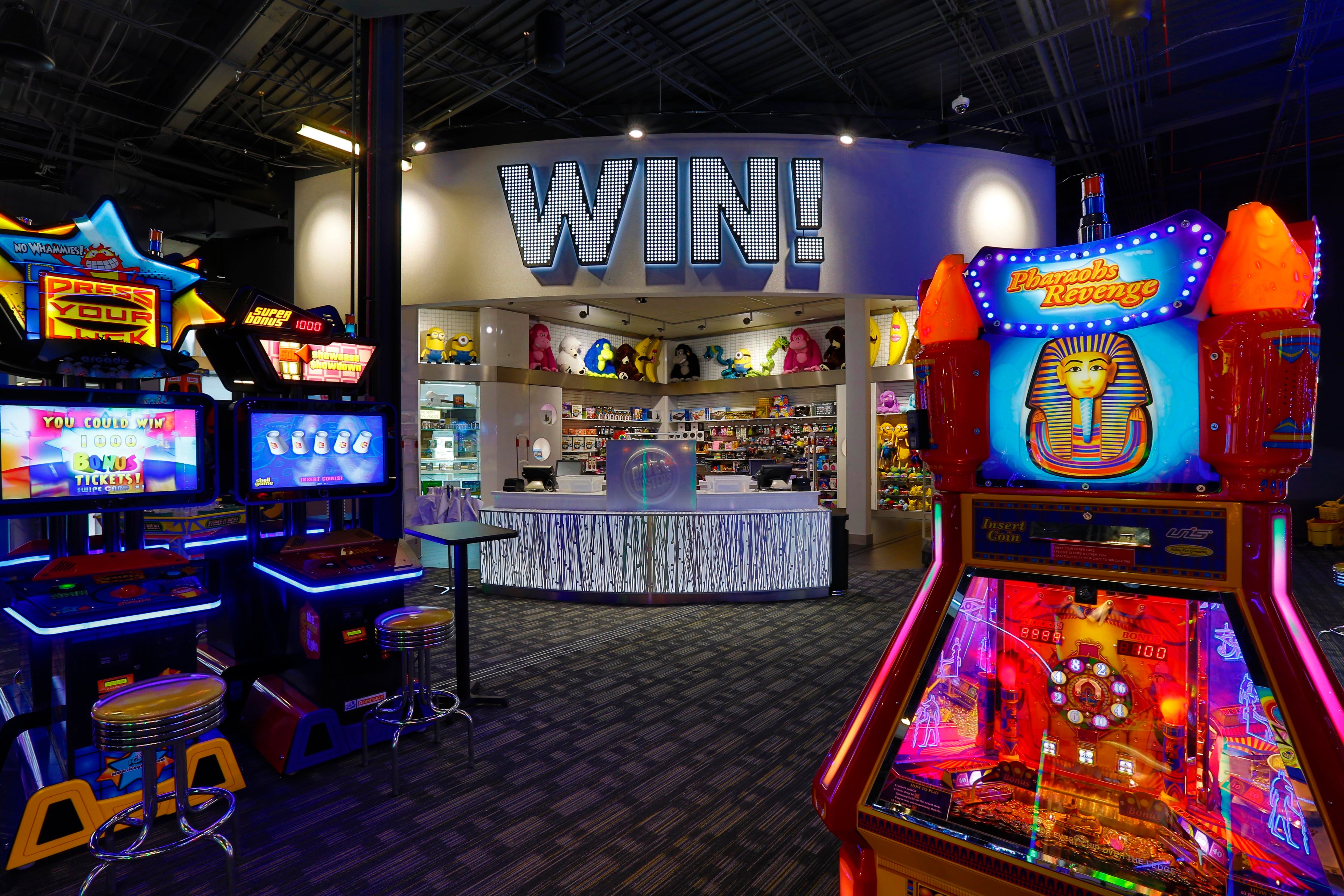 The video game arcade and prize-redemption center of a Dave & Buster's