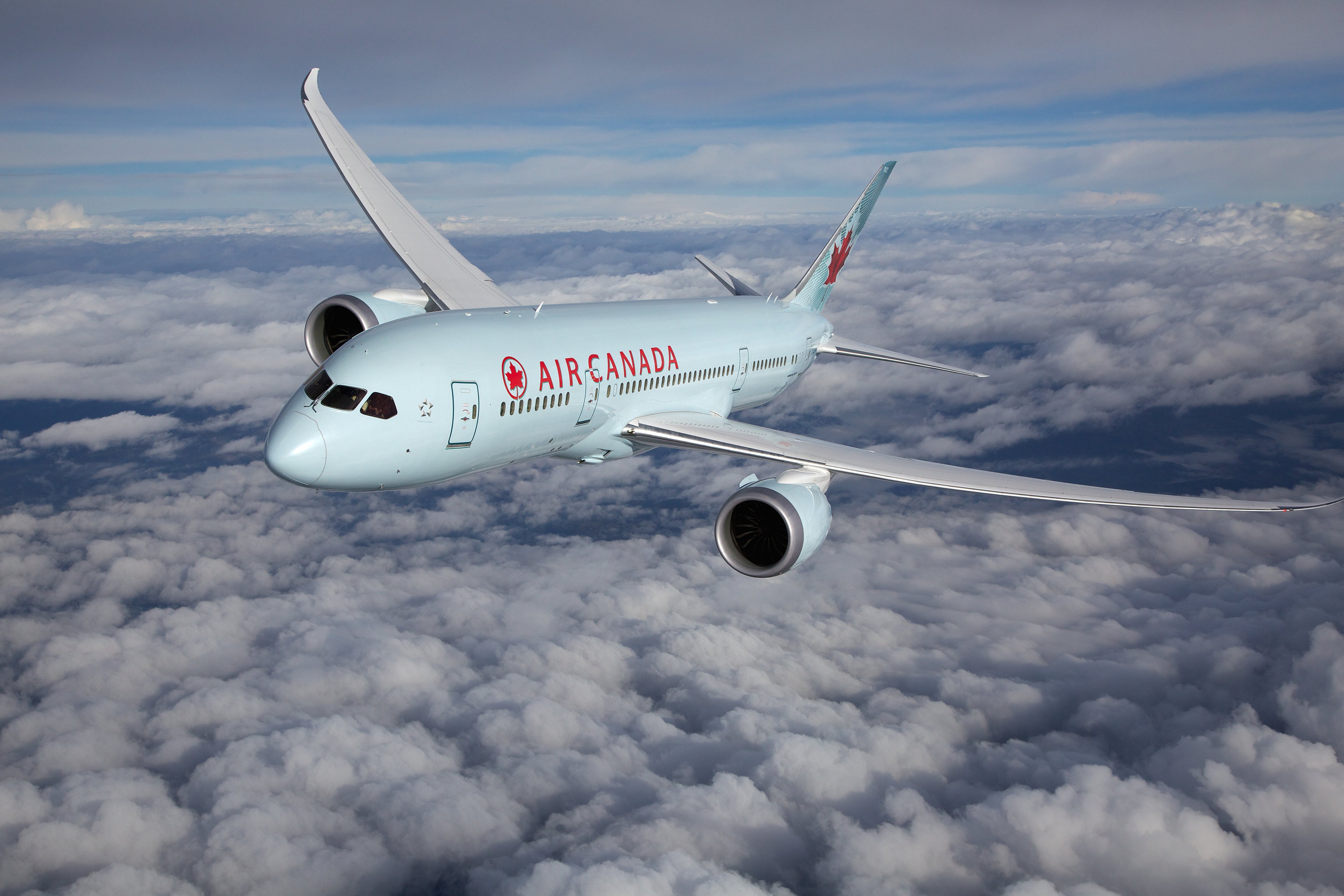 An Air Canada plane in flight.
