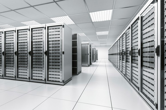 A data center with racks of servers.