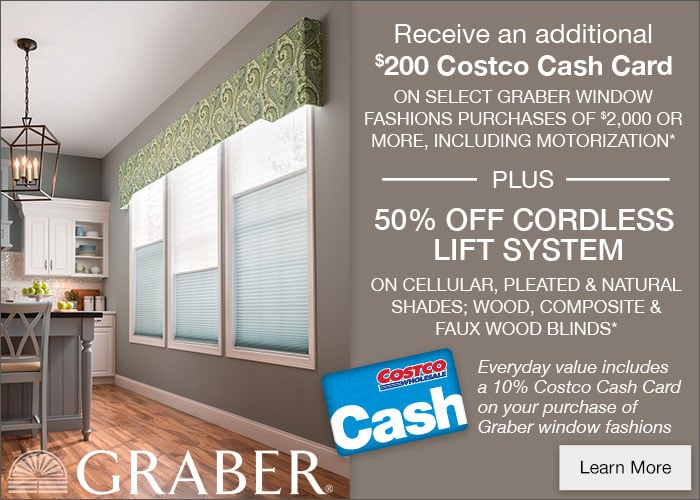 An example of a Costco coupon, offering a deal on window coverings.