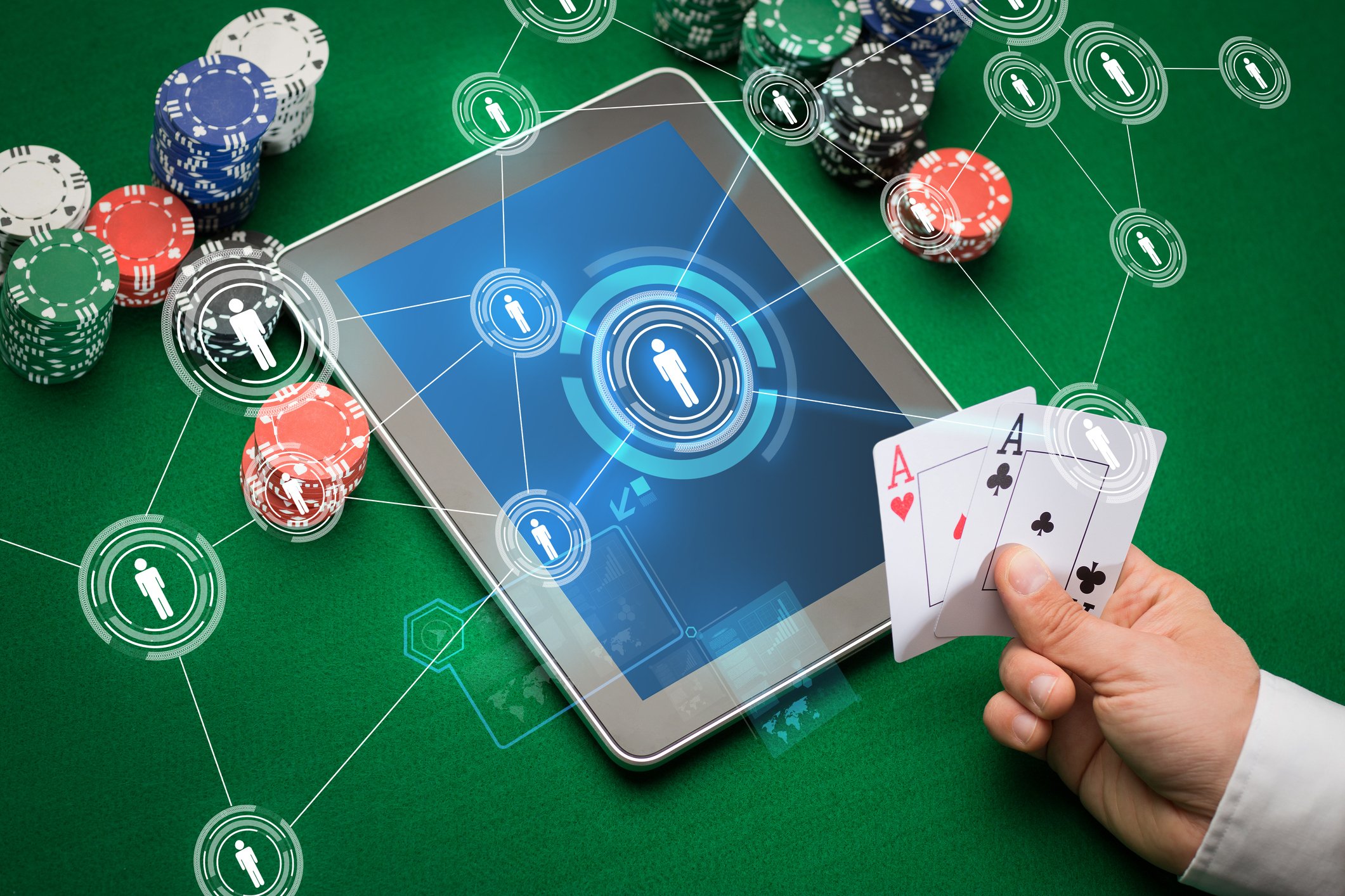 A digital depiction of online peer-to-peer poker