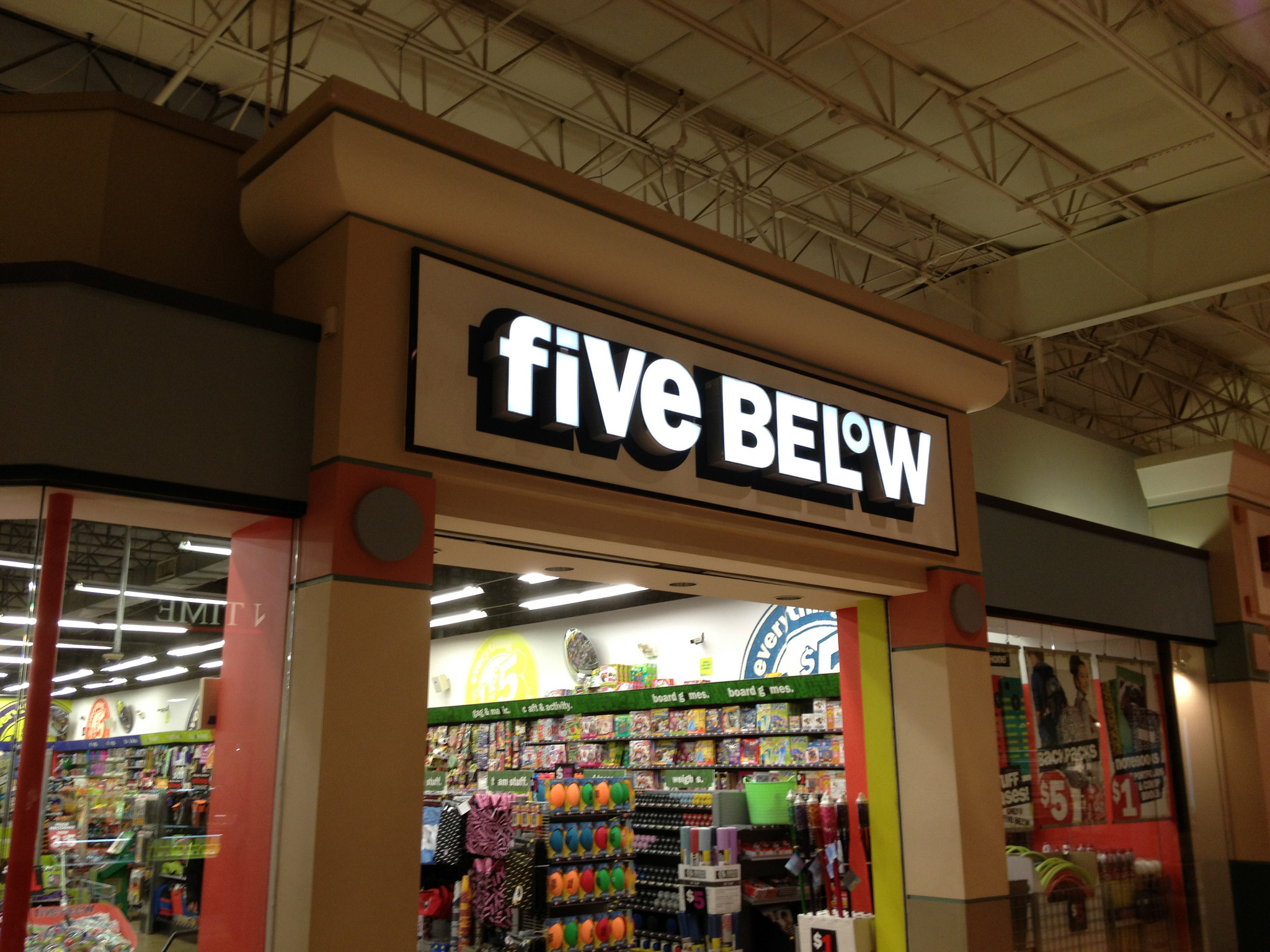 A Five Below store inside a mall