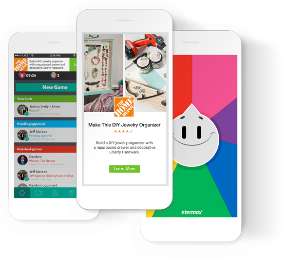 Three Facebook Audience Network publishers apps/websites on three separate smartphones.