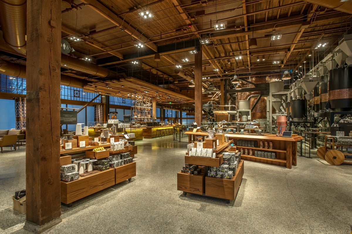 Inside the Starbucks Roastery in Seattle.