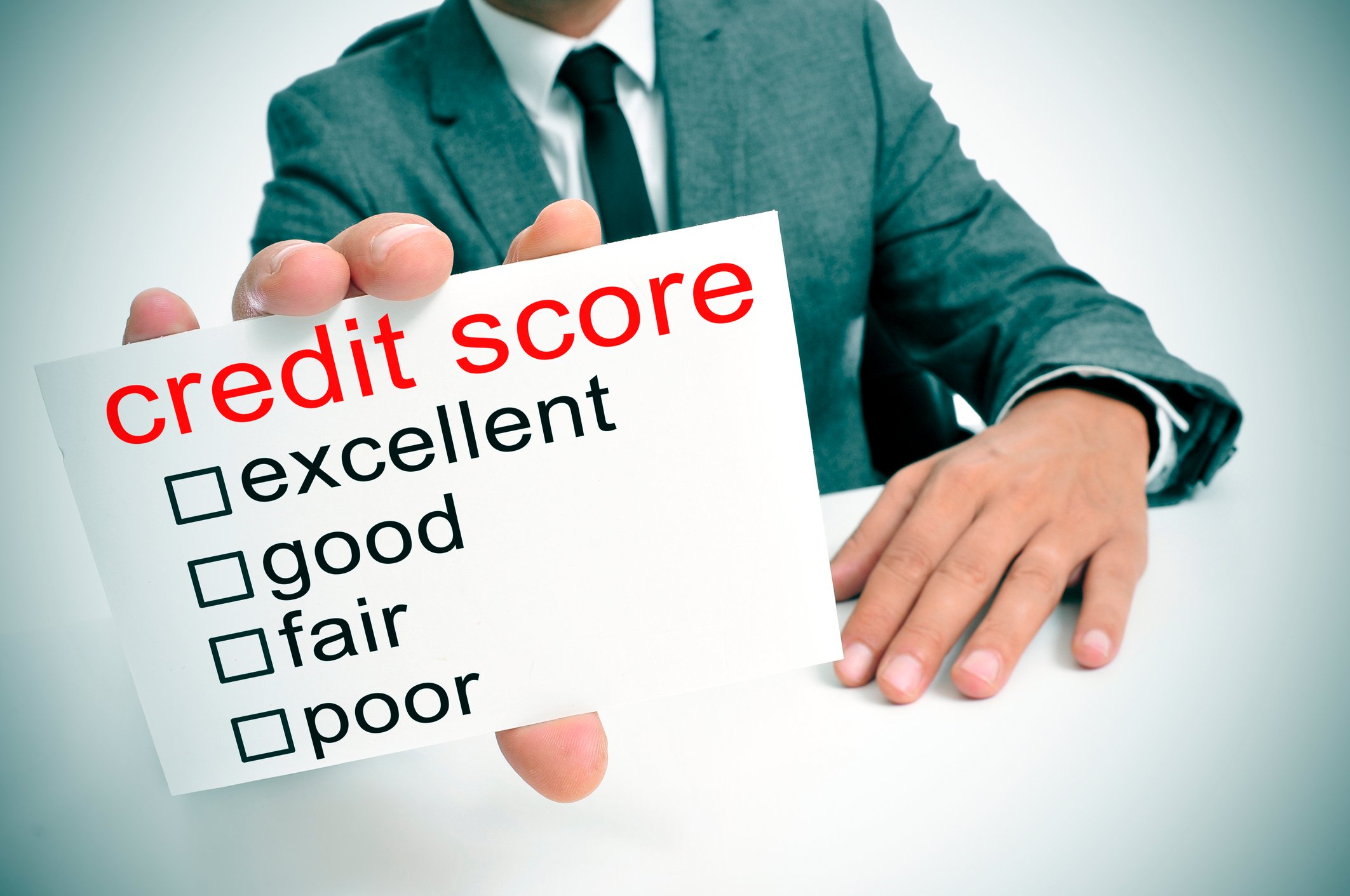 Credit score chart with options from excellent to poor.