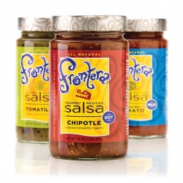 Three bottles of Frontera salsa. The Mexican food snack company was recently purchased by Conagra.